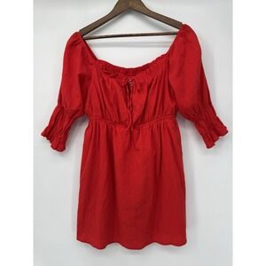 Valentine Ruffle Mini Dress Small Square Neck Cottagecore Milkmaid Coquette